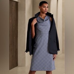 NWT Banana Republic Elegant Blue Plaid Women's Dress Size 00 petite